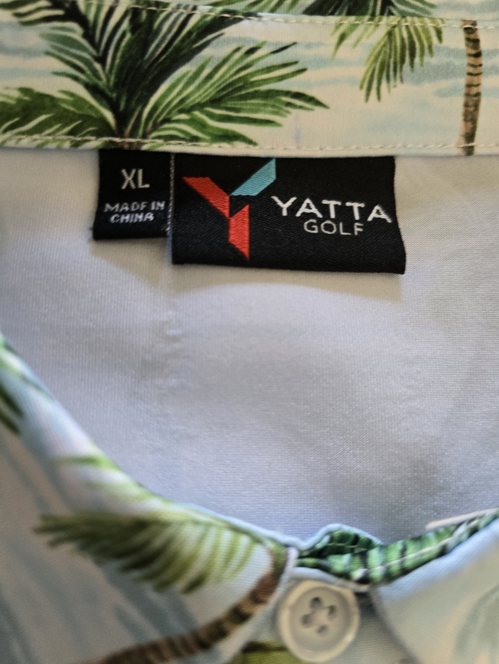 Yatta Golf Palm Tree Performance Polo Shirt Blue XL Stretch Resort Golf - Picture 7 of 7
